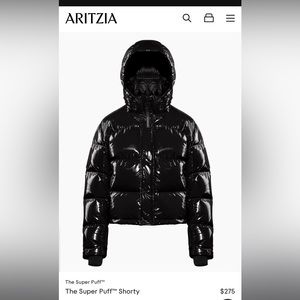 Aritiza super puff shorty, black glossy